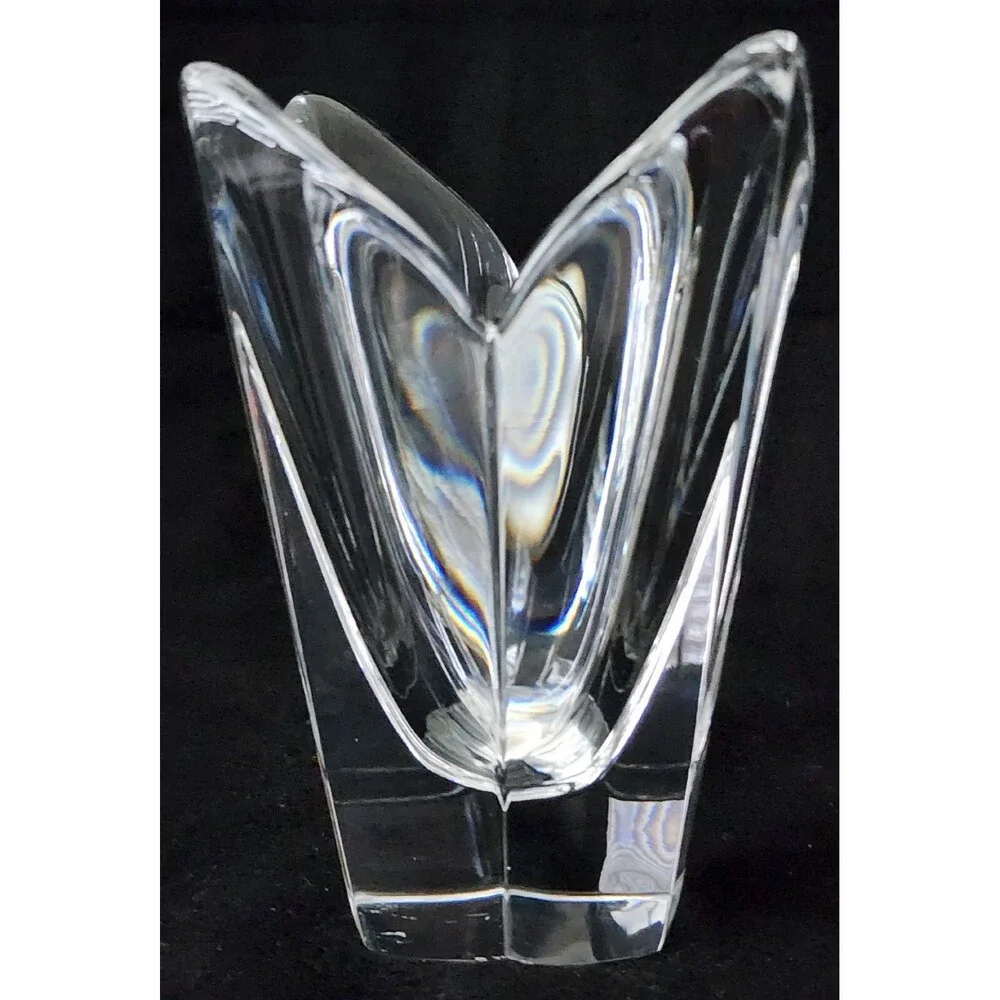 Orrefors Sweden Stunning Crystal ~ LOTUS Flower Vase ~ Signed By Orrefors